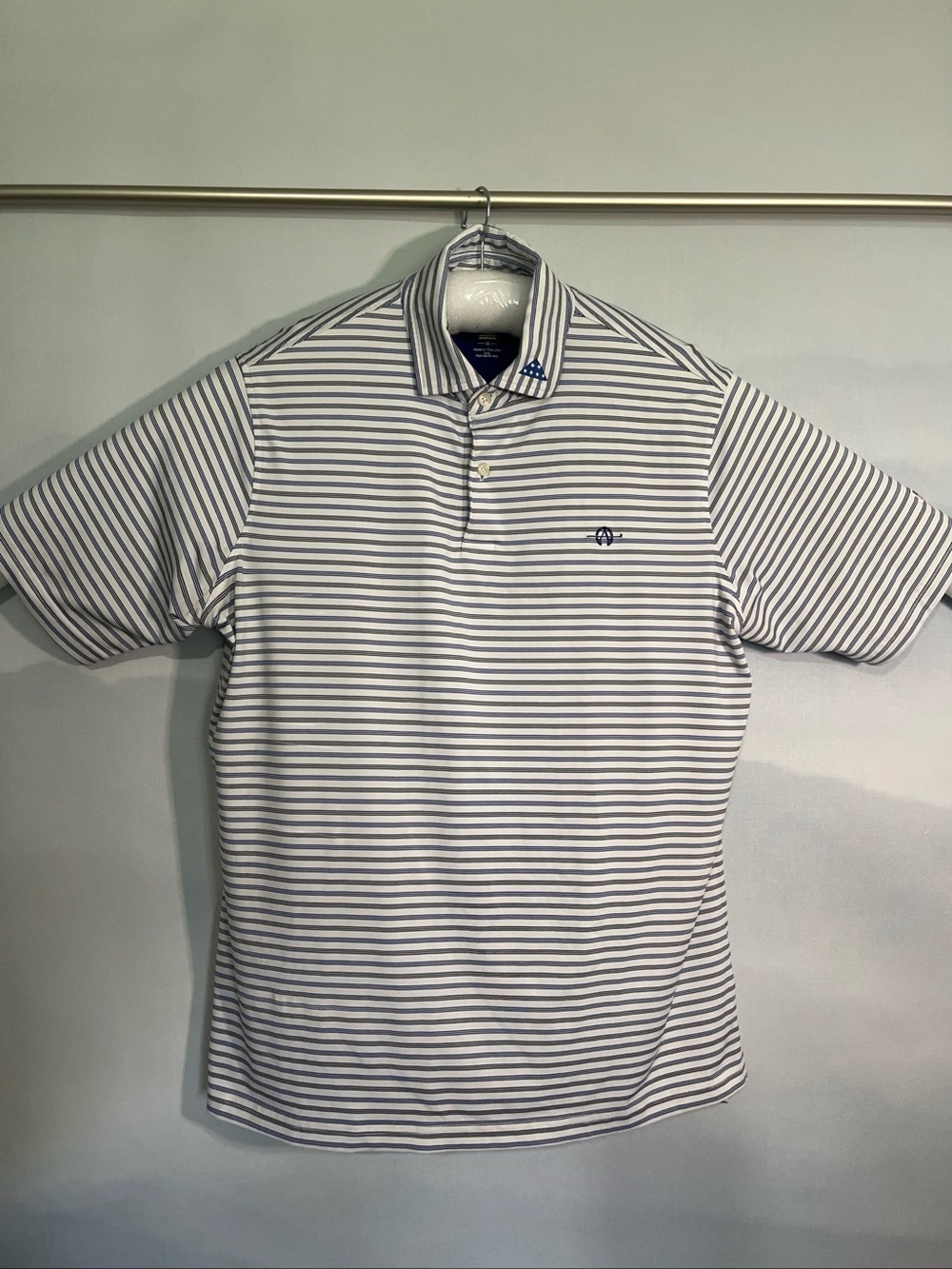 Adios Fairway & Green Polo Shirt members only Men's Blue pin Striped